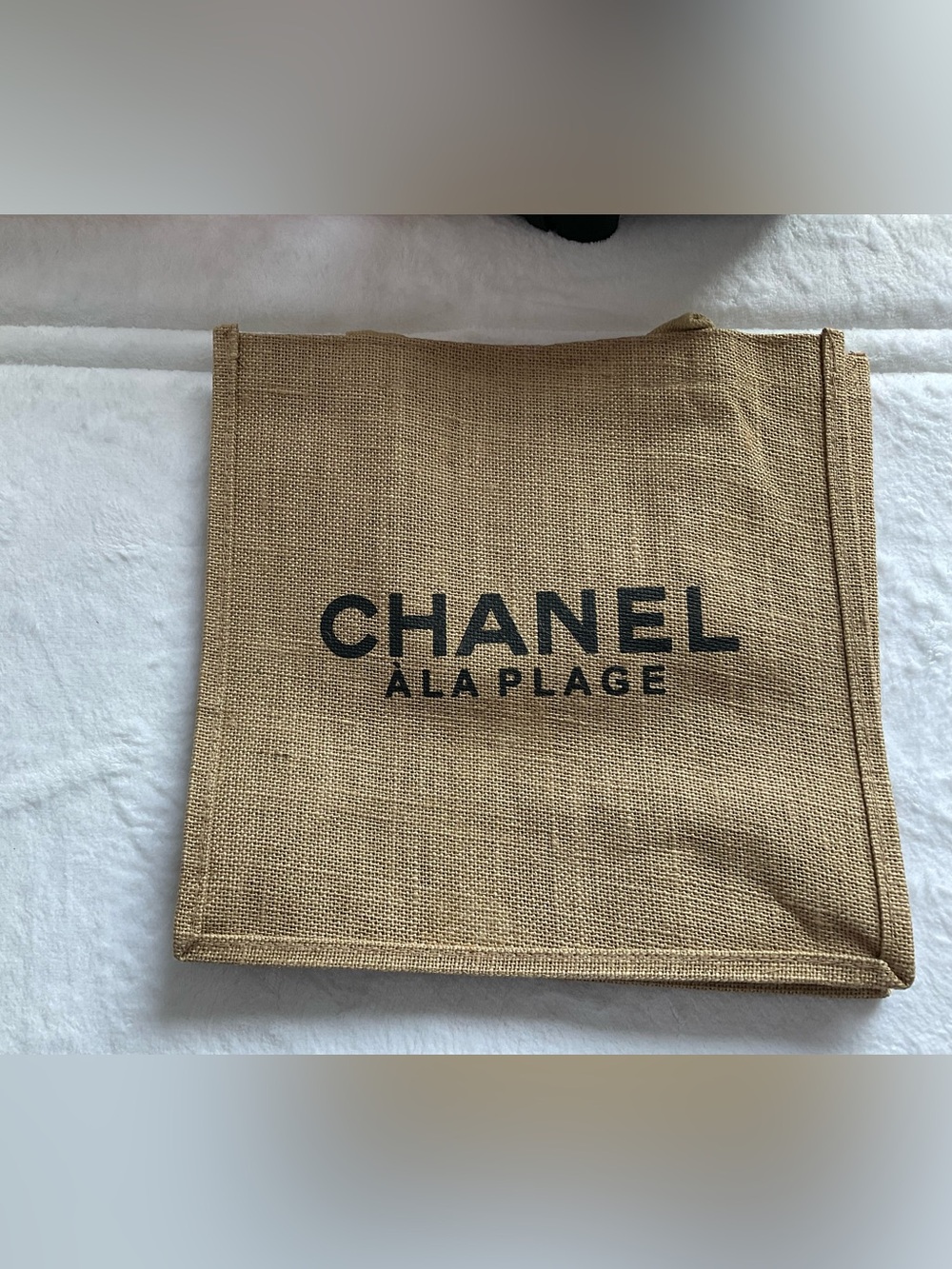 CHANEL GWP Natural Jute Tote with Black Logo